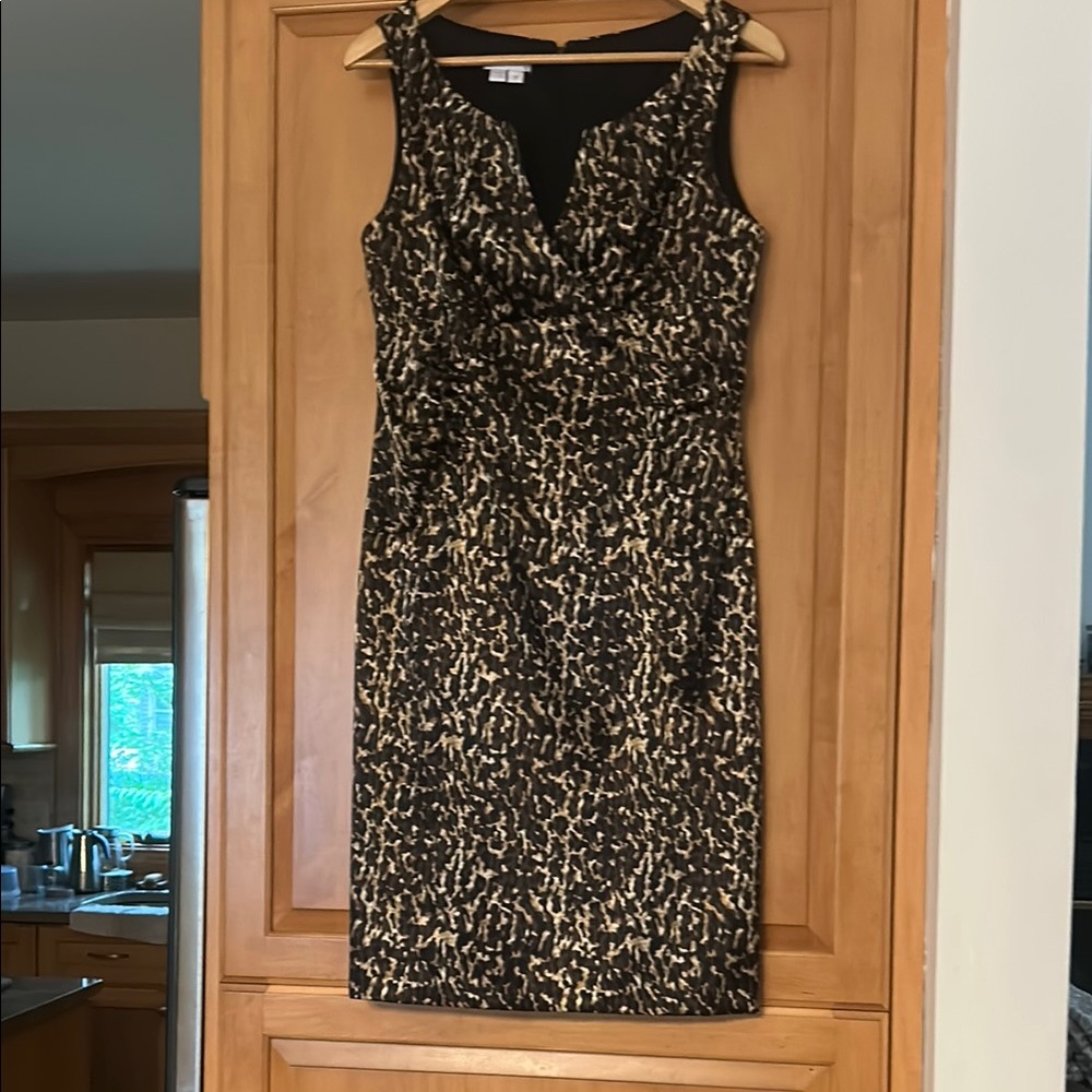 Ted Baker London Black and Gold Midi Dress